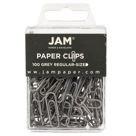 JAM Paper Colorful Standard Paper Clips - Regular 1 Inch - Gray Paperclips - 100/pack