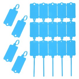 PATIKIL 100Pcs Blank Waterproof Plastic Tags, Label Seal Shipping Tags Key Storage Marker Ties Hang Tags Reusable Writable with Zip Tie for Labeling Luggage, Blue 2.48 x 1.46 Inch