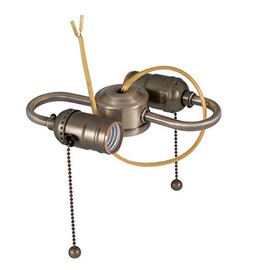 B&P Lamp® 2-Light S Type Cluster Body with Pull Chain Sockets, Antique Brass Finish, 1/8F Top and 1/4F Bottom