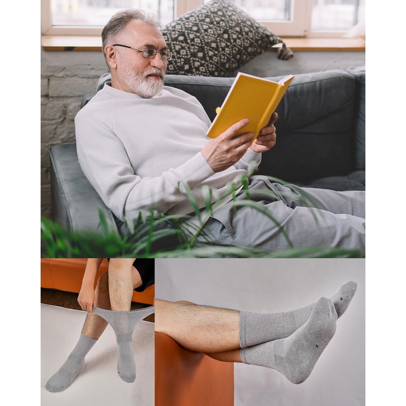 SukModen SukModen Bamboo Diabetic Socks for Men, Soft Top Cushioned