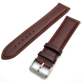 Sorrento Italian Padded Calf Leather XL Extra Long Watch Strap Band - Brown, 22mm with Chrome (Silver Colour) Buckle
