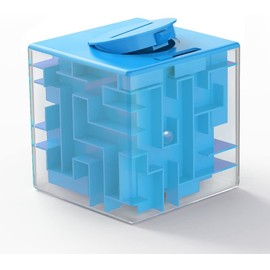 ThinkMax Money Maze Puzzle Box for Kids and Adults - Unique Way to Give Gifts for People You Love - Fun and Inexpensive Game Challenge for Children Birthday Christmas Gag Gifts (Blue)