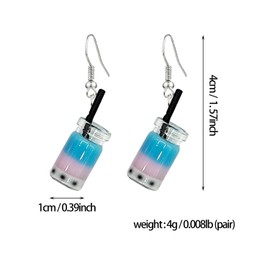 RCHENGYANUIMA 8 Pairs Funny Tricolor Pearl Milk Tea Dangle Earrings for Women Creative Unique Earring Set Gift Party Jewelry, Zinc, No Gemstone