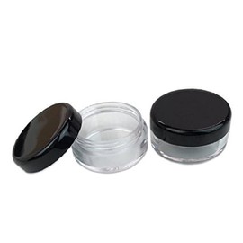 Healeved Mini Portable 50pcs Plastic Cosmetic Containers 5g/5ml Jar Pot Black Lid for Beauty Products Travel Size