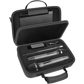 Wireless Microphone Case for JBL for Singing for Tonor for Shure for Bietrun for Alpowl Two Microphone System DIY Foam Fits Various Sizes Microphone (Box Only), black, Case Only