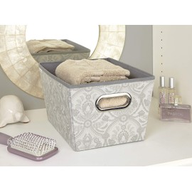 Laura Ashley Medium Grommet Bin in Almeida Storage Basket, Dove Grey