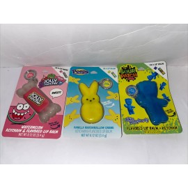 Taste Beauty Lot Three (3) NEW Lip Balm & Keychain Peeps, Jolly Rancher & Sour Patch Kids