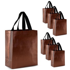 Nush Nush Chocolate Gift Bags Medium Size - Set of 30 Reusable Shiny Brown Gift Bags Handles - Perfect For Small Business Use For Gifting Occasions Like Events, Birthdays, Party Favors- 8Wx4Dx10H Size