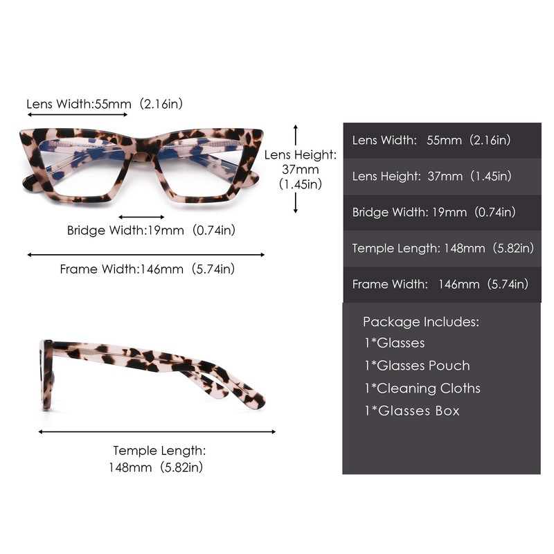 GLINDAR Cat Eye Blue Light Locking Glasses Vintage Narrow Square