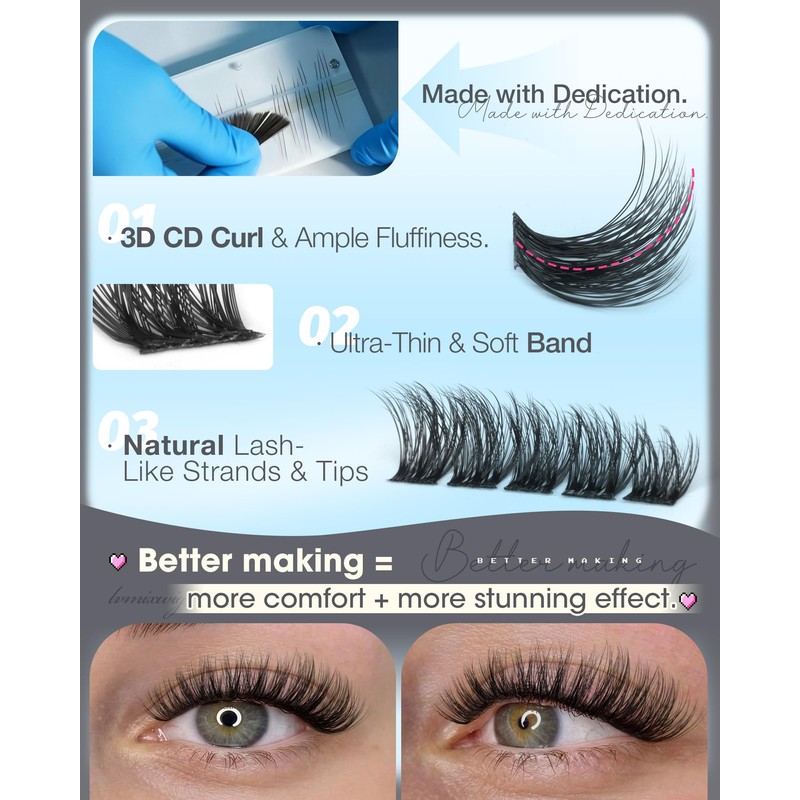 Wispy Lash Clusters 10-12-14MM Short Eyelash Clusters Fluffy Cluster Lashes