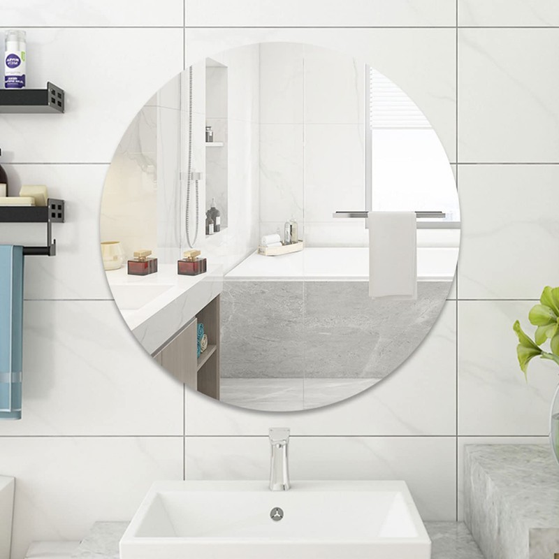DARENYI 12 inch Glass Round Mirror with Adhesive Tapes, Frameless