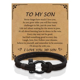 Father‘s Day Gifts for Son, To My Son Bracelet from Mom, Son Bracelet Jewelry Fathers Valentines Day Birthday Graduation Gifts Present for Son Adult from Mom Dad, Valentines Day Gifts for Son