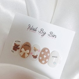 [Handmade Nail Tips] Angora Bear Nails - Short Ballerina / [수제네일팁] 앙고라곰돌이 네일 - 숏발레리나
