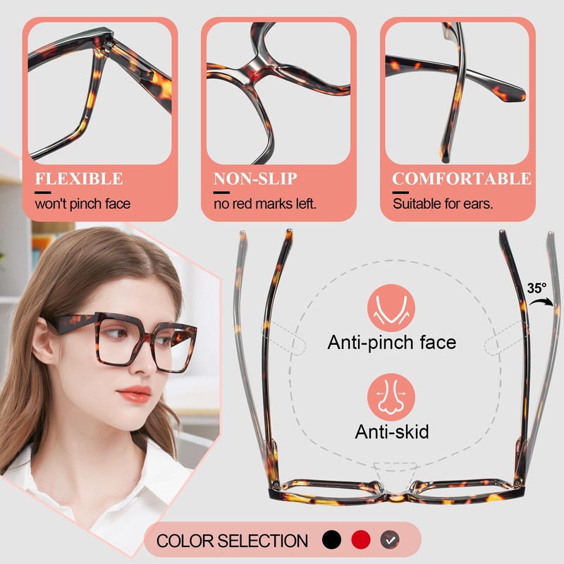 MARE AZZURO Oversized Reading Glasses Women Fashion Large Square Readers