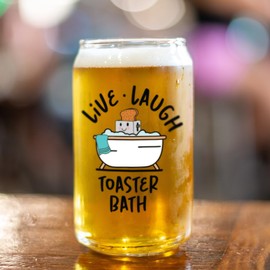 Toasted Tales - Funny Live Laugh 16 OZ Can Glass, Made in the USA & Dishwasher Safe Gift for Friend or Co-worker