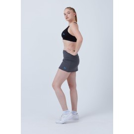 Sportkind Girls & Women Tennis Hockey Golf Padel Basic Skort Skirt with Inner Shorts Breathable UV Protection, gray