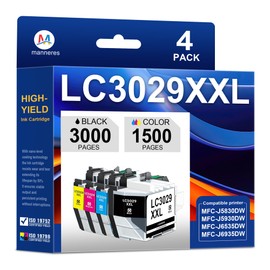 MANNERES LC3029XXL Ink Cartridge Set Replacement for Brother LC3029-XXL LC3029 Work with MFC-J5830DW MFC-J5930DW MFC-J6535DW MFC-J6935DW Super High Yield Ink 4-Pack-Black/Cyan/Magenta/Yellow