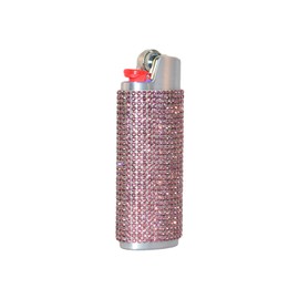 Bling Bedazzled Rhinestone Silver Lighter Case with Light Purple Crystals LS23