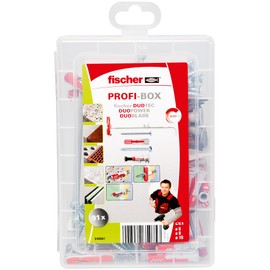 fischer Professional Box DuoLine, Dowel & Screw Set with 91 Screws, DuoTec 10, DuoBlade & DuoPower Dowels (30 Pieces 6 x 30, 15 Pieces 8 x 40), Practical Mounting Box for Mounting