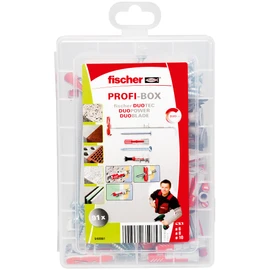 fischer Professional Box DuoLine, Dowel & Screw Set with 91 Screws, DuoTec 10, DuoBlade & DuoPower Dowels (30 Pieces 6 x 30, 15 Pieces 8 x 40), Practical Mounting Box for Mounting
