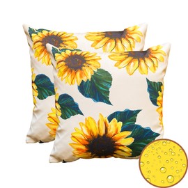 Style Pack of 2 Decorative Outdoor Waterproof Pillow Cover Square Garden Cushion Case PU Coating Yellow Throw Pillow Cover Shell for Patio Furniture Deck Couch 18x18 Inch Yellow Sunflower