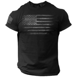 Rogue Style Distressed American Flag Men T Shirt – USA (Black, XL)