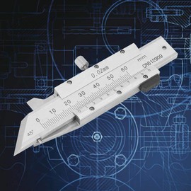 Chamfer Caliper 0-50 mm Stainless Steel LG22 Precision Measuring Tool with 0.02 mm Reading Value, High Accuracy for Mechanical Manufacturing and Glass Processing