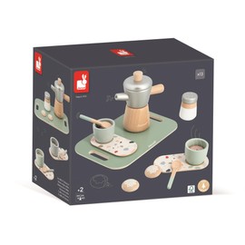 Janod Italian-Style Set-13 Wood Accessories-Pretend Play Toy-Children’s Coffee Set-FSC Wooden Toy-24 Months +, J06630, Multicolor