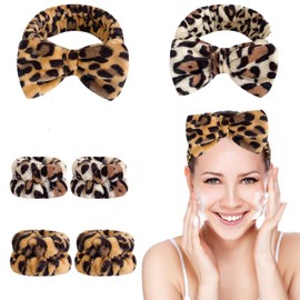 Spa Headband For Washing Face Makeup Headband Skincare Headband And Wristband Set Bow Hairband For Women Girls Facial Spa Hair Wraps For Bath Shower Face Mask