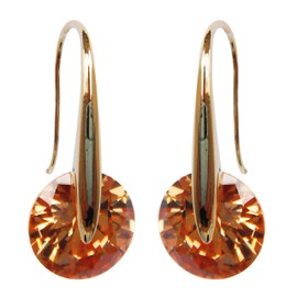 Navachi 18k Yellow Gold Plated Champagne Round Zircon Crystal Dangle Drop Az2802e Earrings