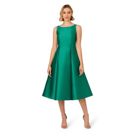 Adrianna Papell Women's Sleeveless Tea Length Dress, Vivid Emerald
