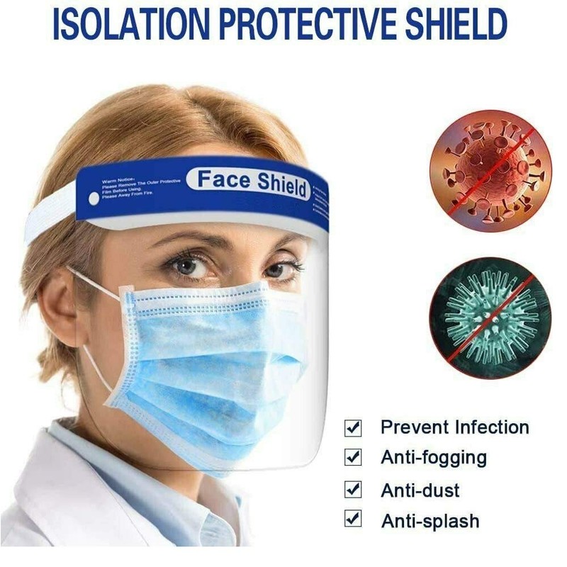 Komonee Face Shield Reusable Plastic Safety Visor Screen Transparent Cover