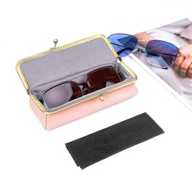 Extra Large Sunglasses Pouch Case, Pink Vegan Leather Shades Organizer Soft Bag Compatible with Rayban RBR0501S RB3549 RB4374 QUAY VERSSACE VE4395