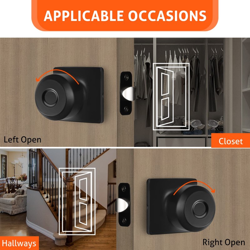 Haidms 5 Packs Matte Black Passage Door Knobs, Black Closet