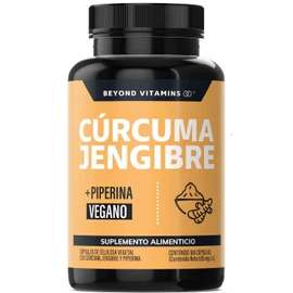 Beyond Vitamins | Cúrcuma + Jengibre potenciado con Pimienta Negra (Piperina) – Máxima Absorción y Calidad Garantizada | Vegano | (180 Cápsulas)