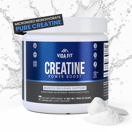 Vida Fit Micronized Creatine Monohydrate Powder, Vegan Creatine Powder Unflavoured, Supplements for Men, Pure Workout Essentials for Women, NSF Certified (150g) (5g Per Serv) (30 Servings)