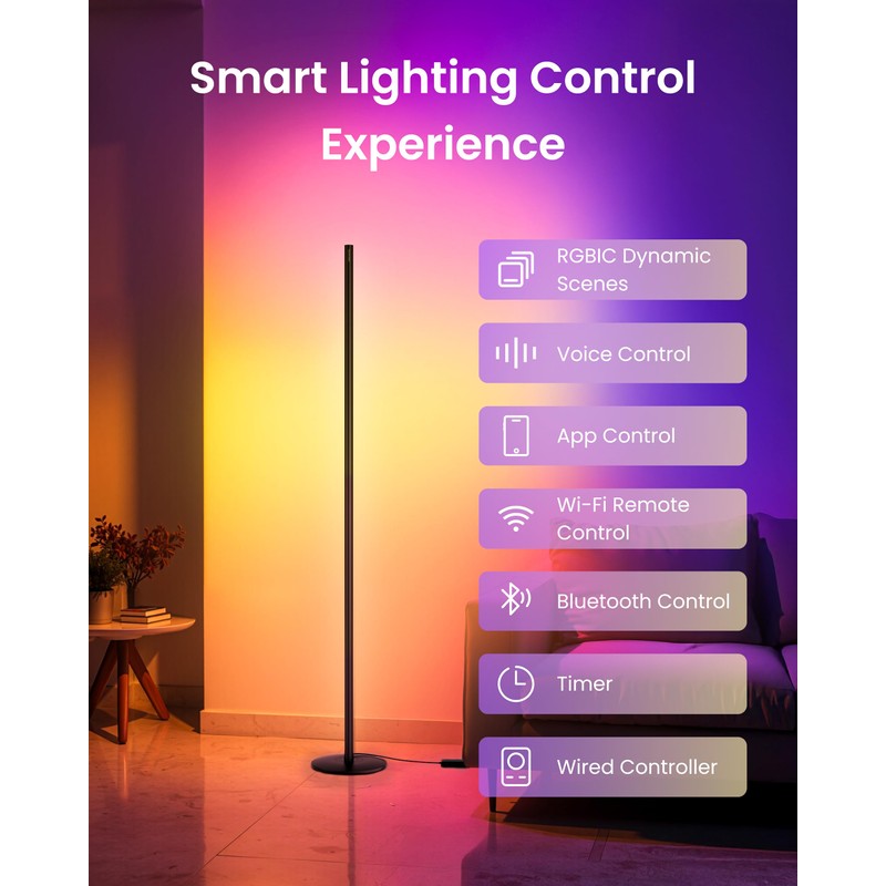 SwitchBot Smart Floor Lamp RGBICWW Voice/App Controlled Works with Alexa,