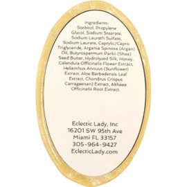 Warm Vanilla Sugar Shampoo Soap Bar By Eclectic Lady with Pure Argan Oil, Silk Protein, Honey Protein and Extracts of Calendula Flower, Aloe, Carrageenan, Sunflower - 4 oz Bar