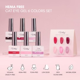 vettsy HEMA-Free Valentine Gel Nail Polish Kit - 6 Romantic Red & Pink Long-Lasting Soak-Off UV/LED Gel Polishes - Vegan, Cruelty-Free & Allergy-Friendly for Festive Manicures