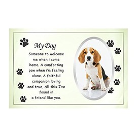 Glass Frame My Pet Memorial Picture Frame with Sentimental Word and Paw Designs | Remembrance Photo Frame | My Pet Memory 10x15 cm (My Dog)