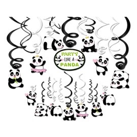 Panda Birthday Party Hanging Swirl Decorations, 30Ct Ceiling Streamers for Panda Bear Birthday Party Supplies, Cute Panda Animal Theme Decor Party Supplies Party Favors for Kids