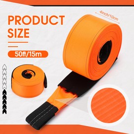 Windyun 4" x 50 ft Recovery Tow Strap Road Straps Heavy Duty Tow Rope Recovery Rope with Reinforced Loops and Protective Sleeves for Vehicle Truck Winching Recovery Gear Accessories 20, 000 Lbs