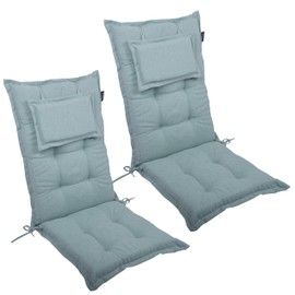 LILENO HOME Garden Chair Cushions in Aqua [Set of 2 - High-Back] - Comfortable Loungers as Seat Cushions for Garden Furniture - Chair Cushions for Garden Chairs and Folding Chairs MAR