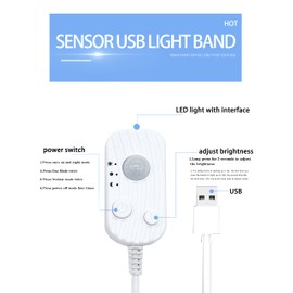 Vortex HJ-J0083C USB LED Strip Motion Sensor Cool White Dimmable LED Cabinet Lighting Motion Activated Under Cabinet or Bed Strip (Cool White, 3 Meters)