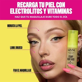 NYX PROFESSIONAL MAKEUP Primer de maquillaje + Sérum Plump Right Back, 30ml - Prebase hidratante que tonifica y revitaliza la piel, infusionada con electrolitos y ácido hialurónico, prolonga tu makeup hasta 24H, base agua, fórmula vegana