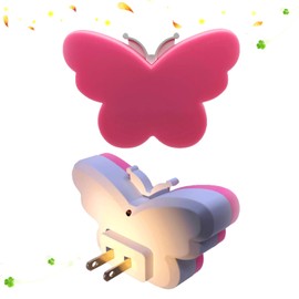 SYCYULAN 2pcs Butterfly LED Plug in Night Light for Kids, Night Light Lamp Plug into Wall with Smart Dusk to Dawn Sensor, Idea for Baby Room, Bedroom, Bathroom, Hallway, Stairs, Kitchen(Pink Light)