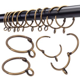 Openable Curtain Rings with Eyelet,24PCS Curtain Rings,Drapes Rings 1 in Interior Diameter,Hinge Snap-Joint Design, Fits Curtain Rods Up to 6/8 in Inches Bronze TXZWJZ