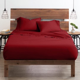 Giza Cotton Sheet RV Short Queen - 1000-Thread-Count Giza-Egyptian-My-Sheets-Pillow 100% Egypt Grown Long Staple Giza Cotton Soft Sheets, 10-Inch Deep Pockets 4-PC 1000TC Sheet Set - Burgundy