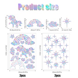 Gosknor 66pcs Stars Horse Rainbow Window Clings, Static Prism Suncatcher Window Decals for Glass Reflective Bird Anti Collision Stickers