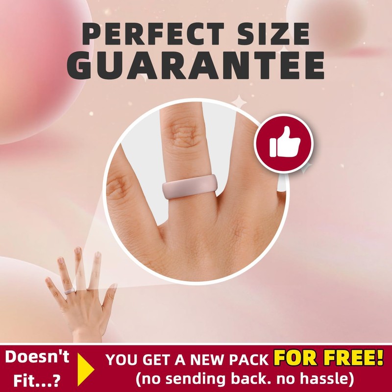 Egnaro Women's Silicone Anniversary Rings, Inner Arc Ergonomic Breathable Design